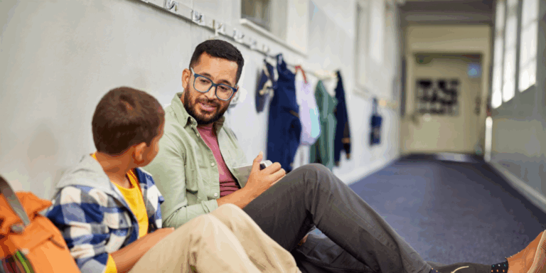 Child talking with a special education provider